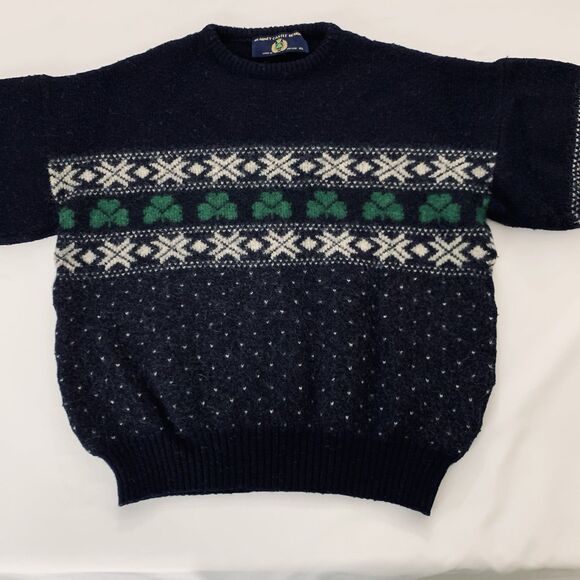 Blarney Castle Designs Sweater XL Knit Irish Wool Four Leaf Clover Lucky Ireland - Picture 3 of 11